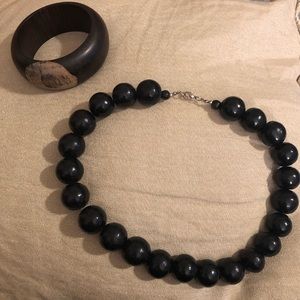 Dark wood necklace and bracelet